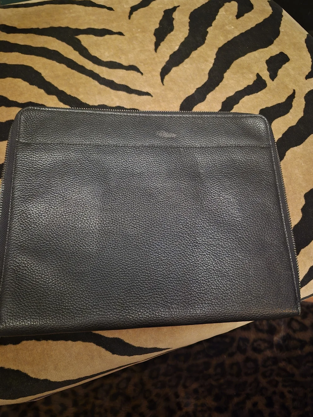 COACH Men's Or Women's Black Leather Zip Portfolio - Classic Carry